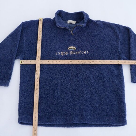 Vintage '90S Attraction Blue Navy Embroidered Cape Breton Teddy Bear Sweater XLT - Picture 3 of 9